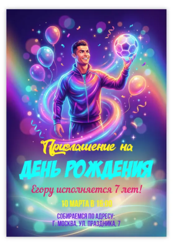 Футбольное приглашение с Роналду