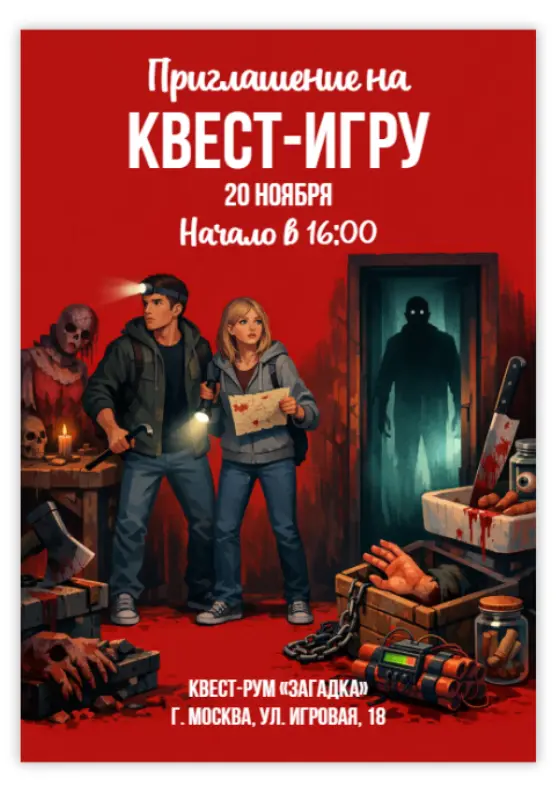 Красивое приглашение на квест