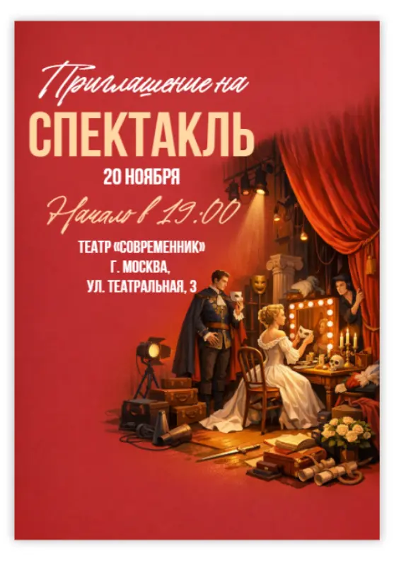 Красивое приглашение на спектакль