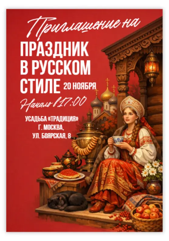 Красивое приглашение в русском стиле