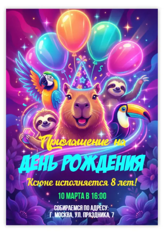 Милое приглашение с Капибарой