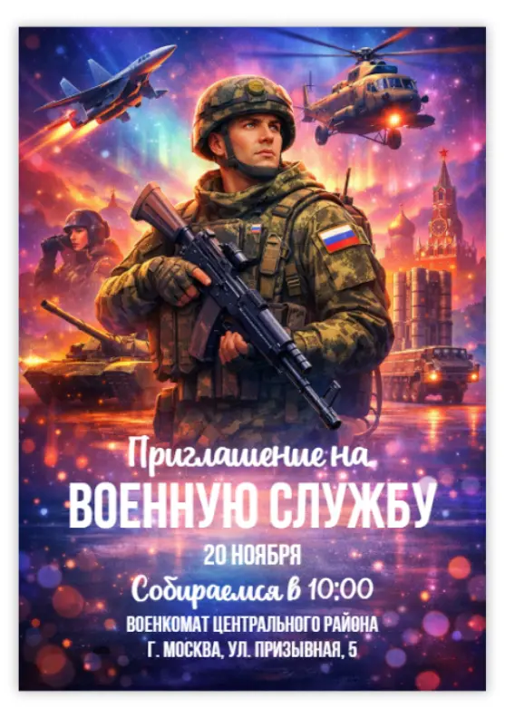 Приглашение повестка на военную службу