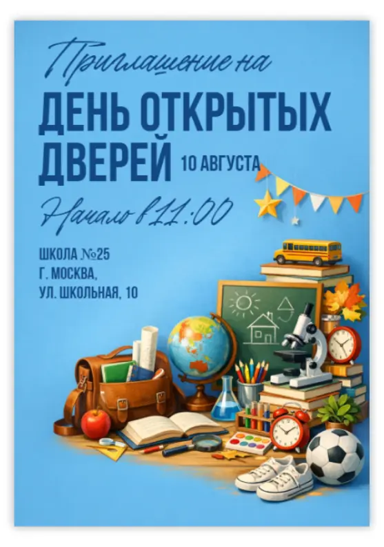 Приглашение для дня открытых дверей в школе