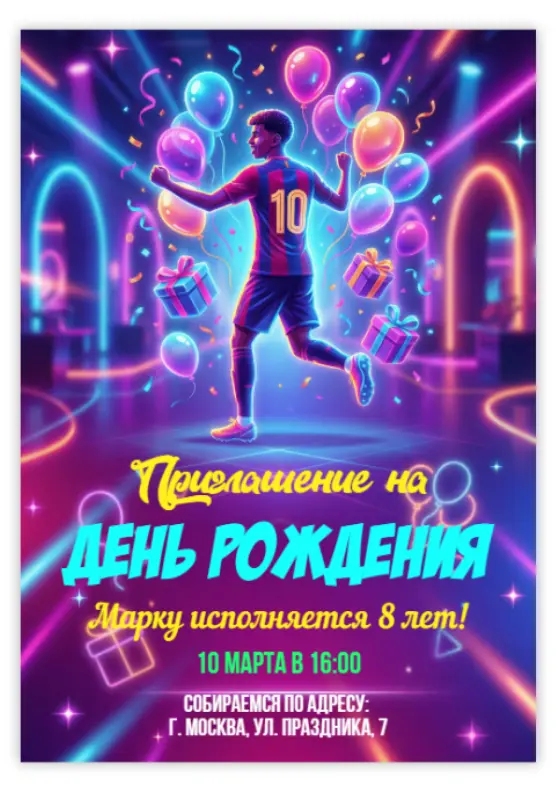 Приглашение для дня рождения с Ламином Ямалем