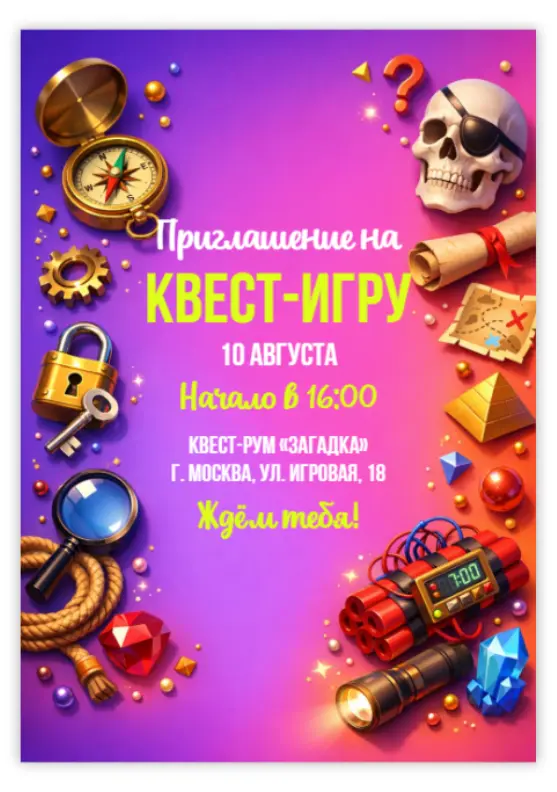 Приглашение для квест-комнаты