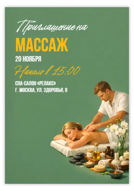 Приглашение для массажа