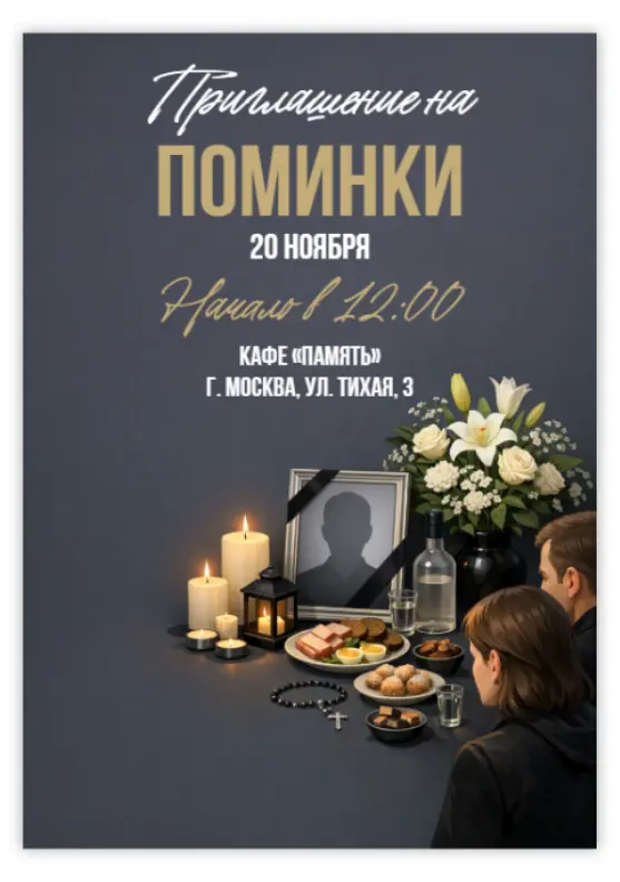 Приглашение для поминального обеда
