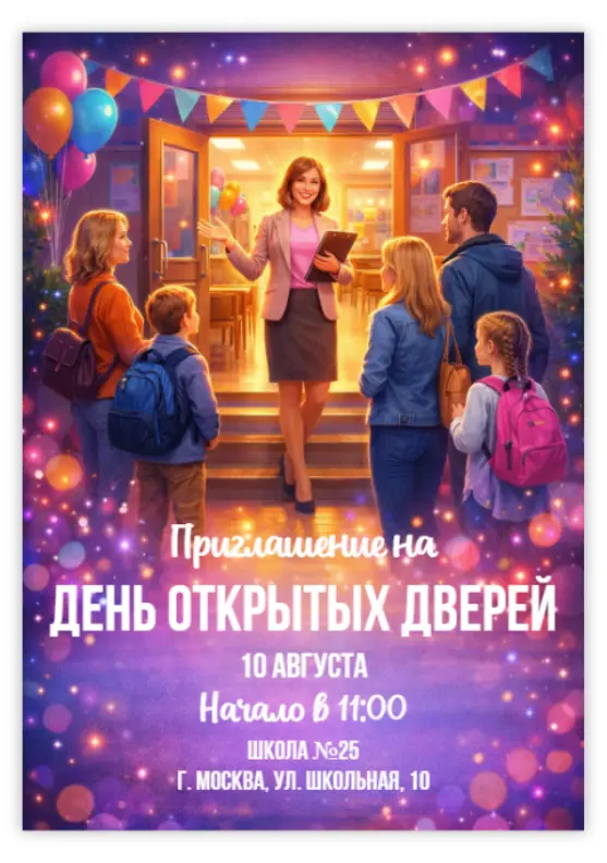 Приглашение на день открытых дверей в школе