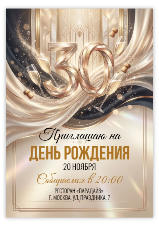 Приглашение на день рождения «30 лет»