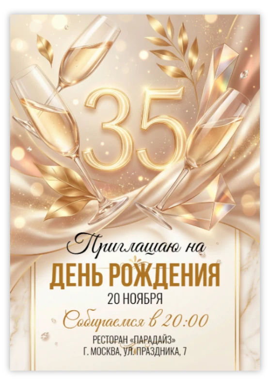 Приглашение на день рождения «35 лет»