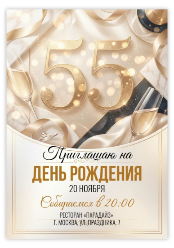 Приглашение на день рождения «55 лет»
