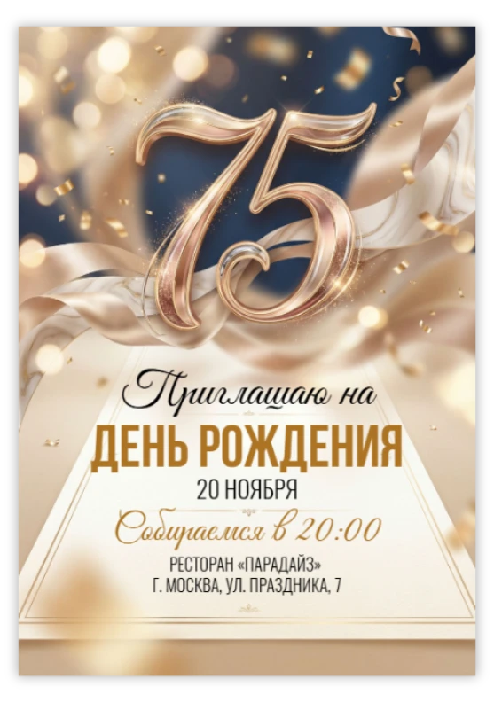 Приглашение на день рождения «75 лет»