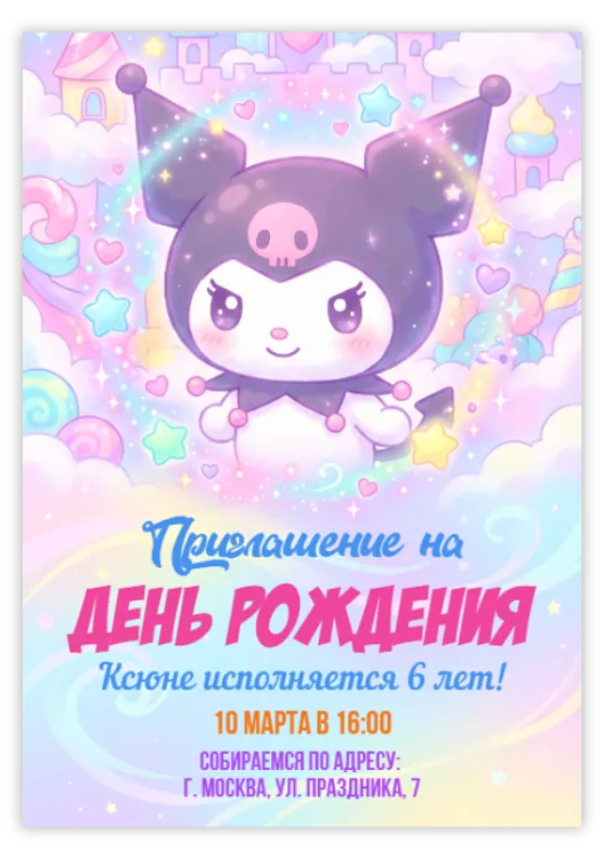 Приглашение на день рождения «Куроми»