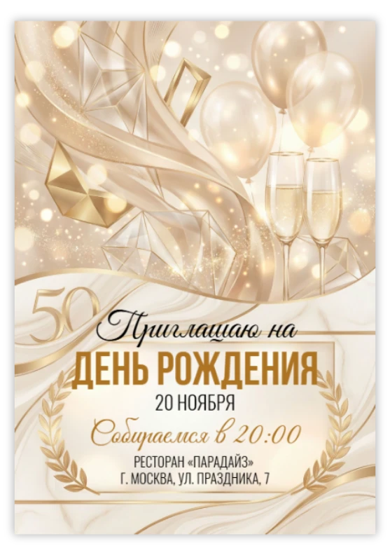 Приглашение на юбилей «50 лет»