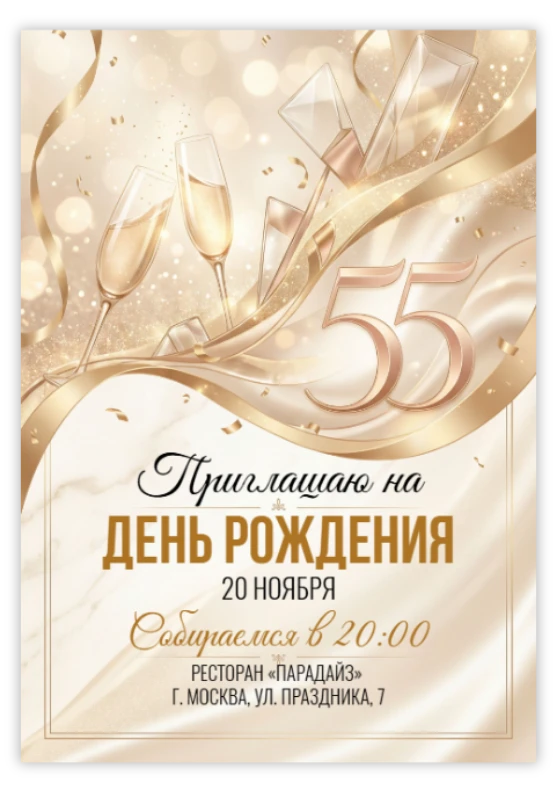 Приглашение на юбилей «55 лет»