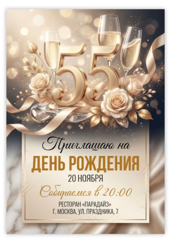 Приглашение на юбилей «55 лет»