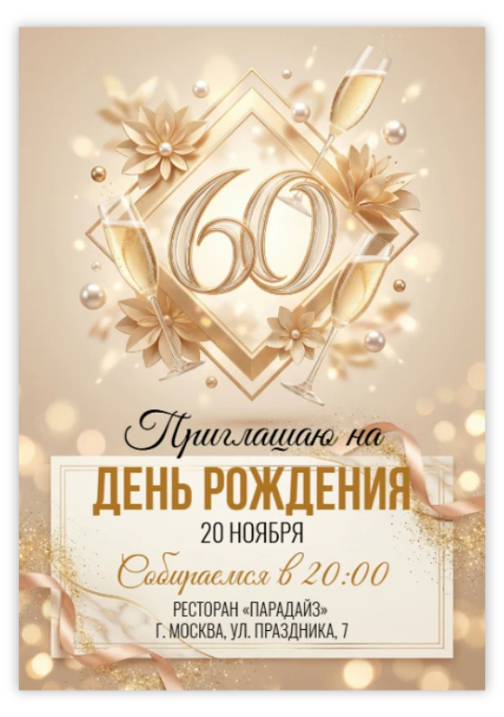 Приглашение на юбилей «60 лет»