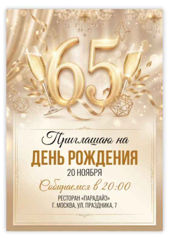 Приглашение на юбилей «65 лет»