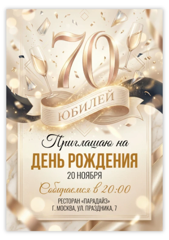 Приглашение на юбилей «70 лет»