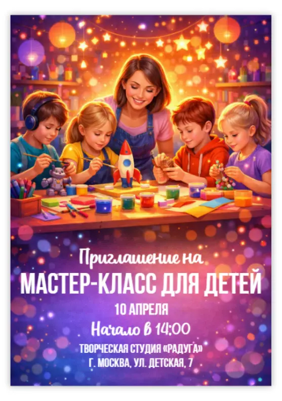 Приглашение на мастер-класс для детей