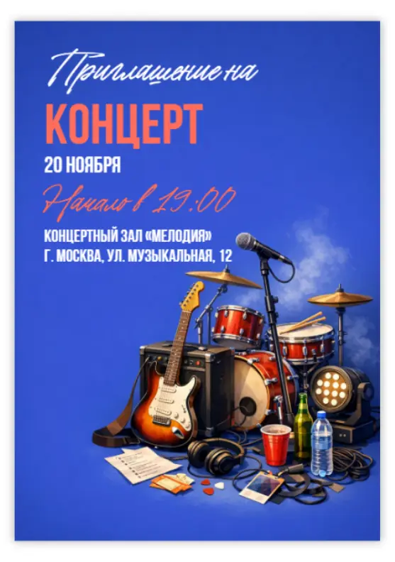 Приглашение на музыкальный концерт