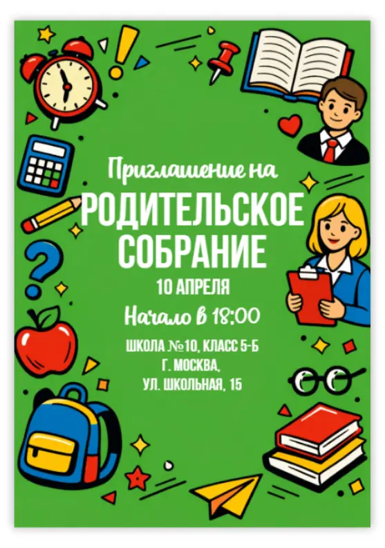 Приглашение на общешкольное собрание