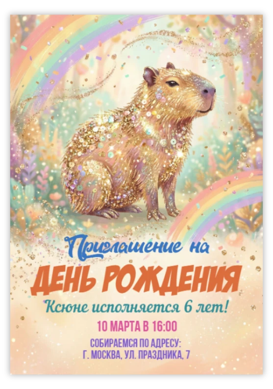 Приглашение на праздник «Капибара»