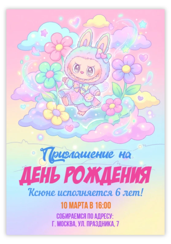 Приглашение на праздник «Лабубу»