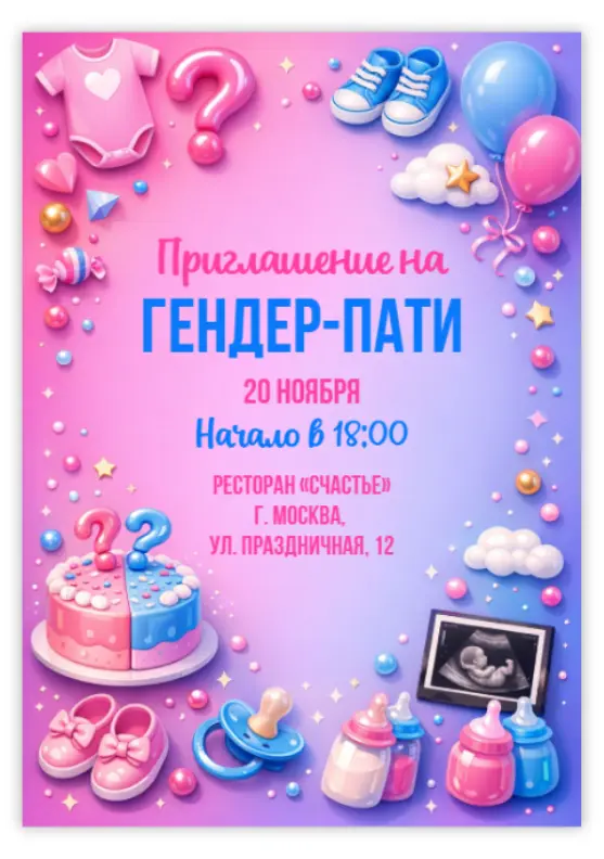 Приглашение на праздник определения пола