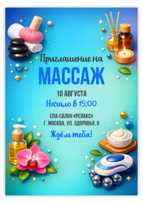 Приглашение на расслабляющий массаж