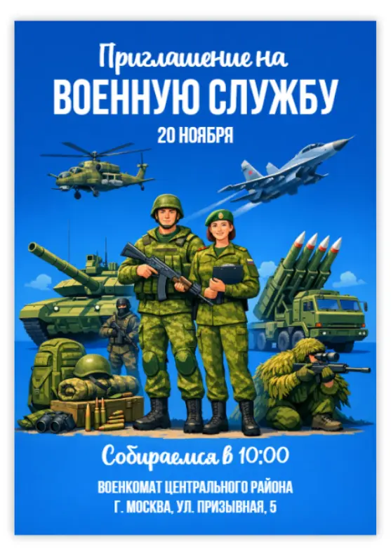 Приглашение на службу в армию