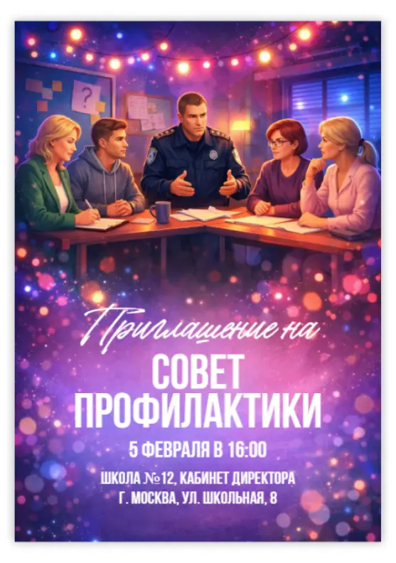 Приглашение на совет профилактики