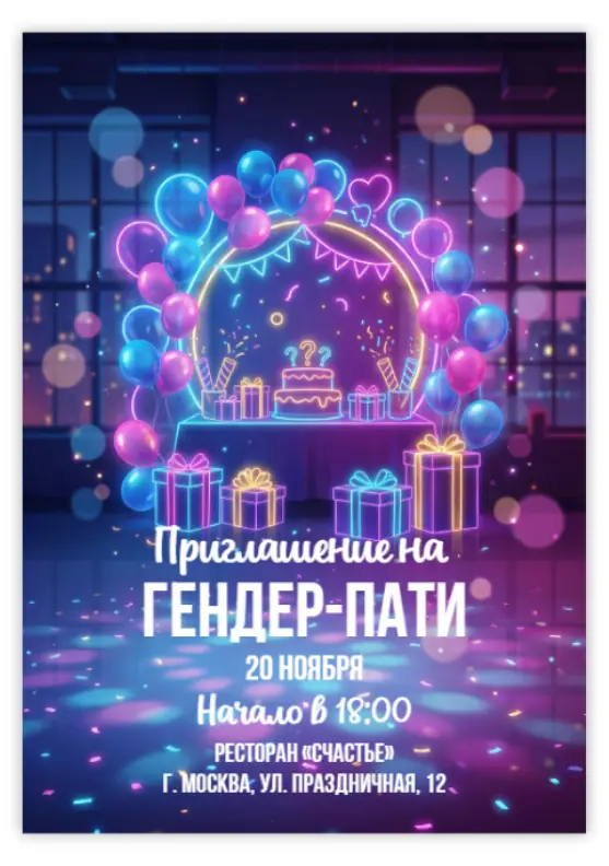 Приглашение на вечеринку гендер-пати