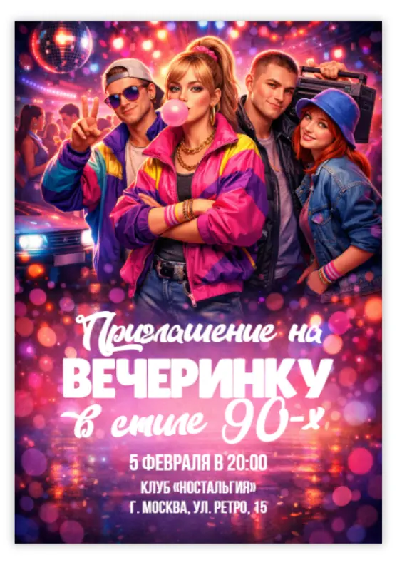 Приглашение в стиле 90-х