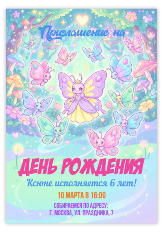 Пригласительное «Бабочки»