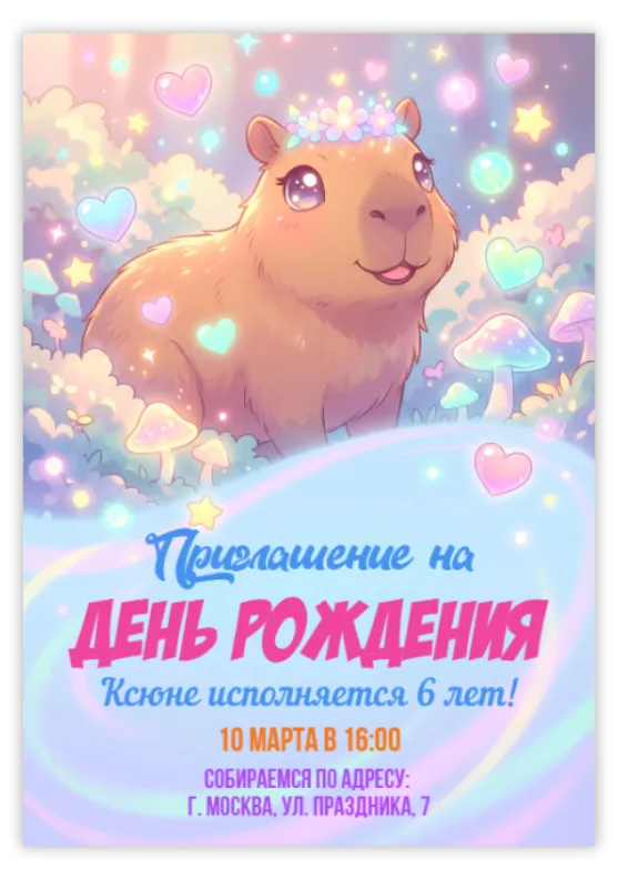 Пригласительное «Капибара»