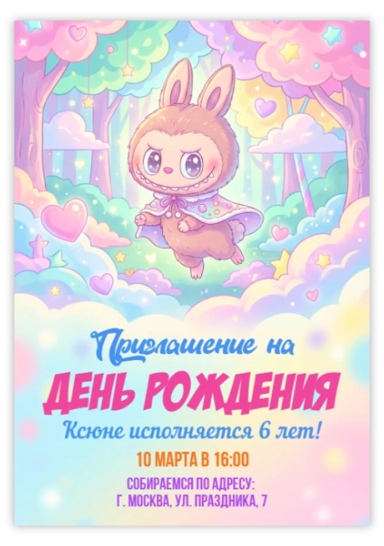 Пригласительное «Лабубу»