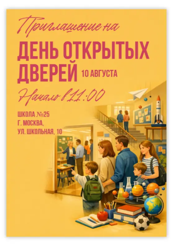 Пригласительное на день открытых дверей