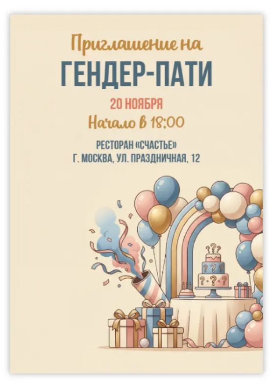 Пригласительное на гендер-пати