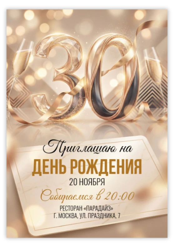 Пригласительное на юбилей «30 лет»