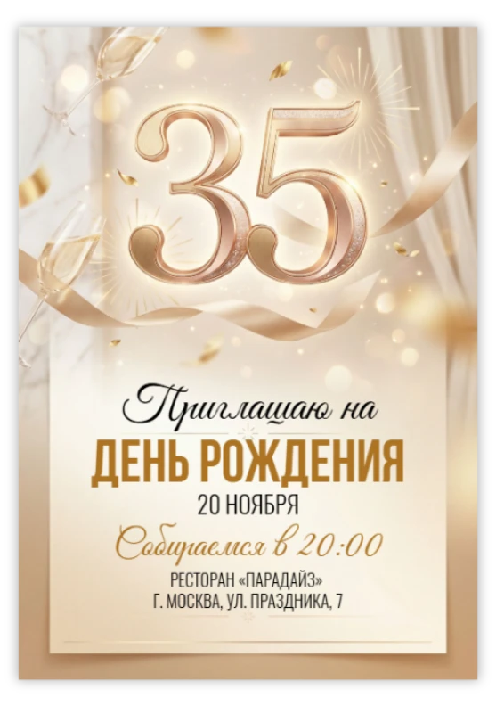 Пригласительное на юбилей «35 лет»