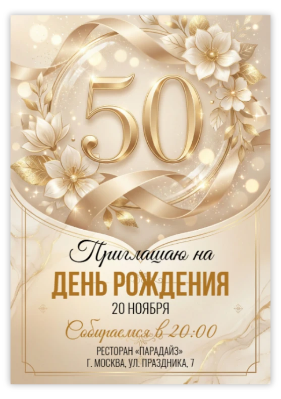 Пригласительное на юбилей «50 лет»