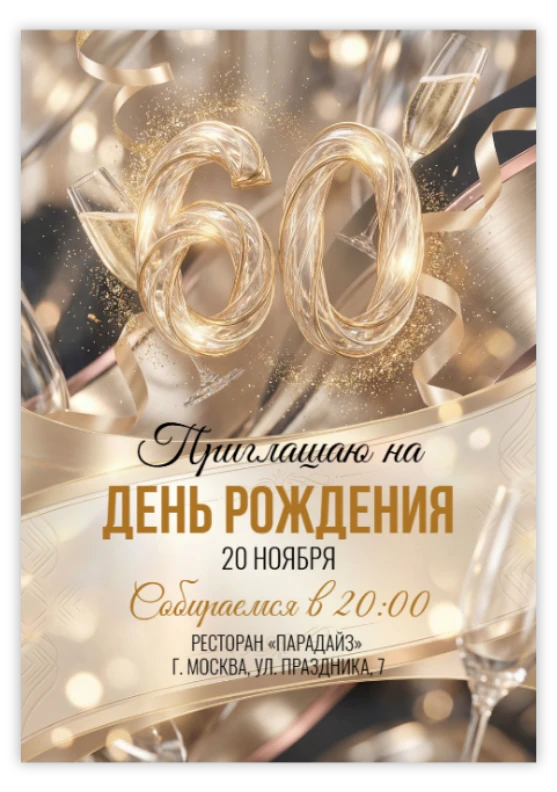 Пригласительное на юбилей «60 лет»
