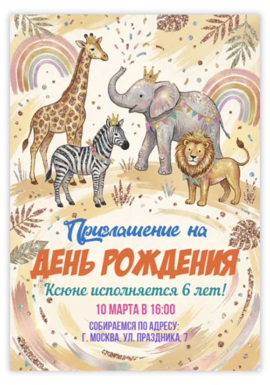 Пригласительное на вечеринку «Сафари»