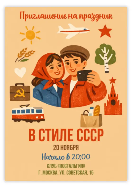 Ретро приглашение в стиле СССР