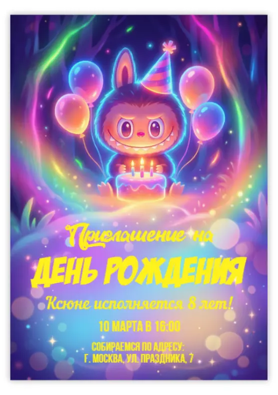 Стильное приглашение с Лабубу