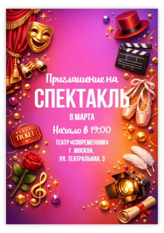 Театральное приглашение на спектакль